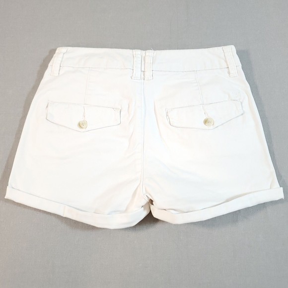 American Eagle Shorts High Rise Shortie White Stretch Cuffed Size 0 Outfitters - Picture 10 of 11